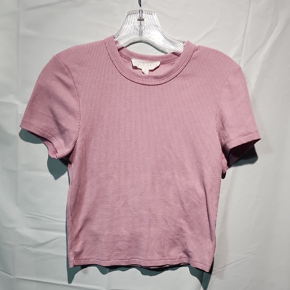 Wild Skye Ribbed Short Sleeve Tee in Dusty Rose